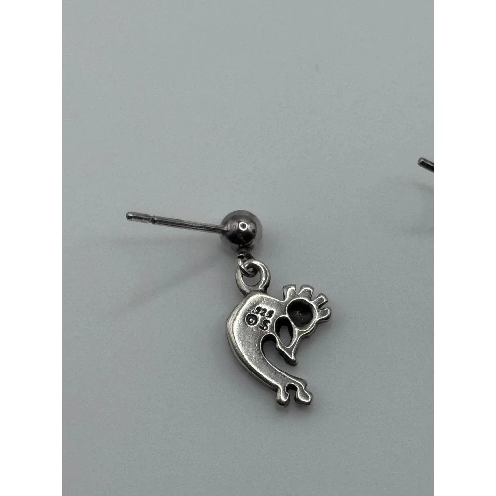 Small Shubes Dakota West Sterling Silver Kokopelli Earrings Southwestern